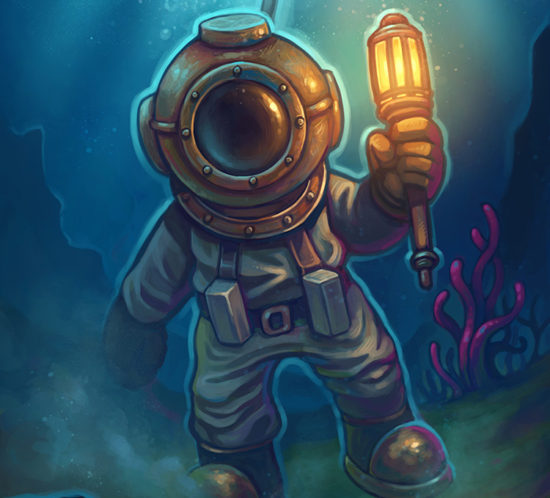 Deep diver suit illustration