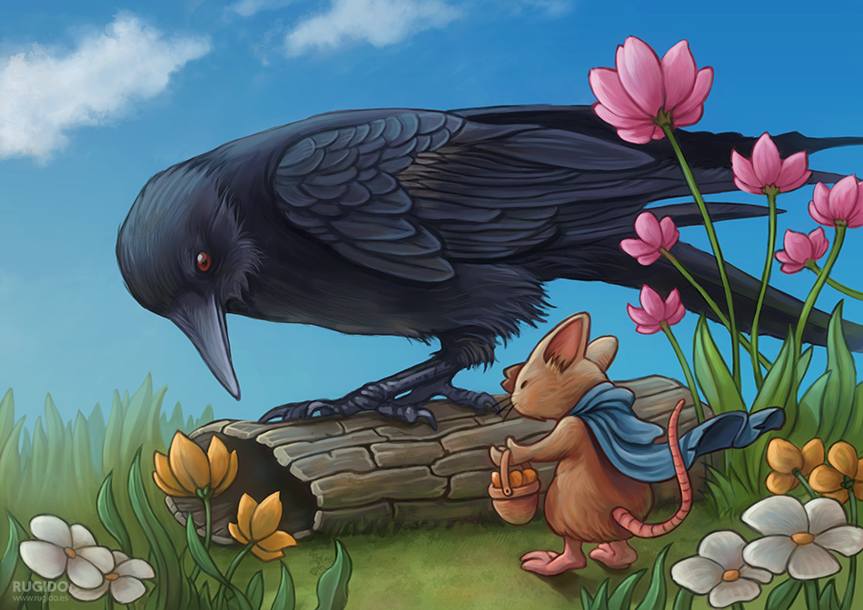 «Encounter in the garden» fantasy children illustration