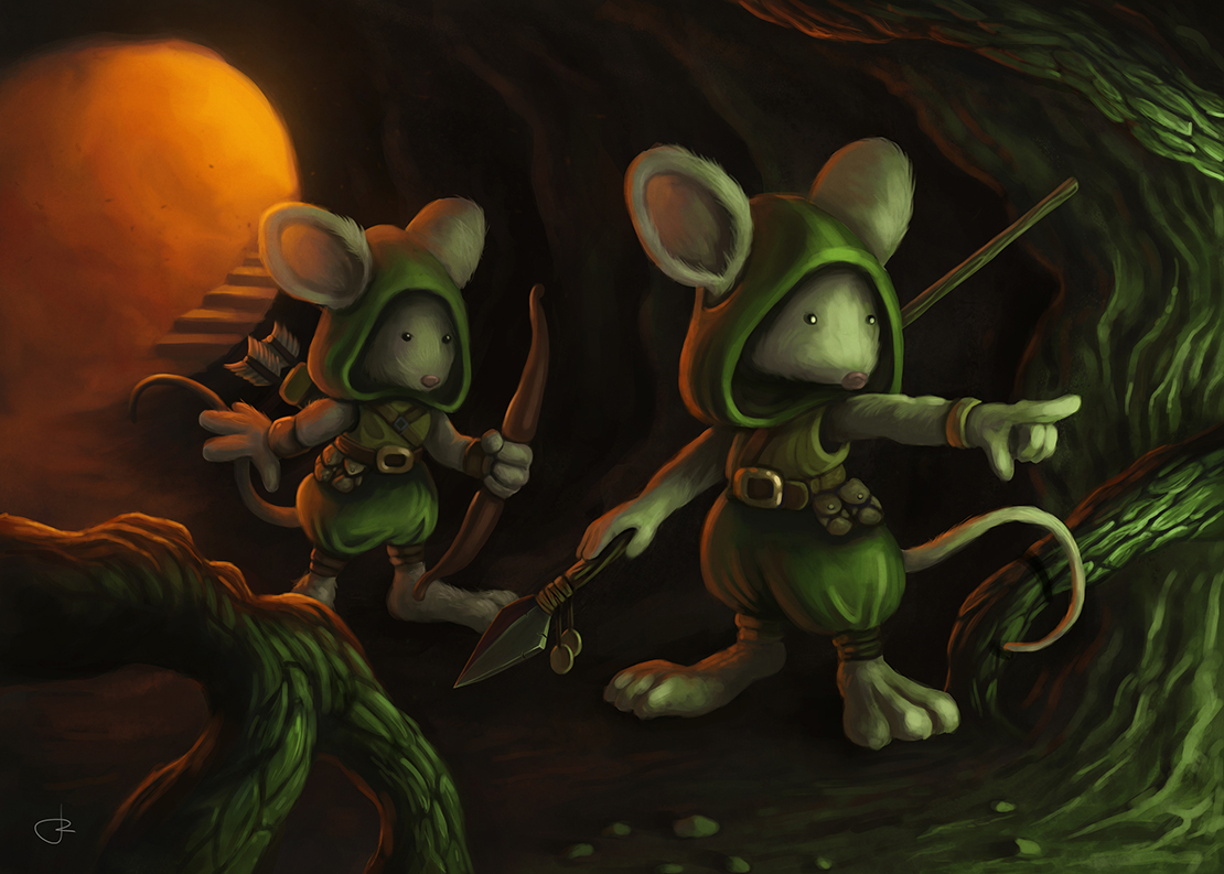 «Scout mice» fantasy children illustration