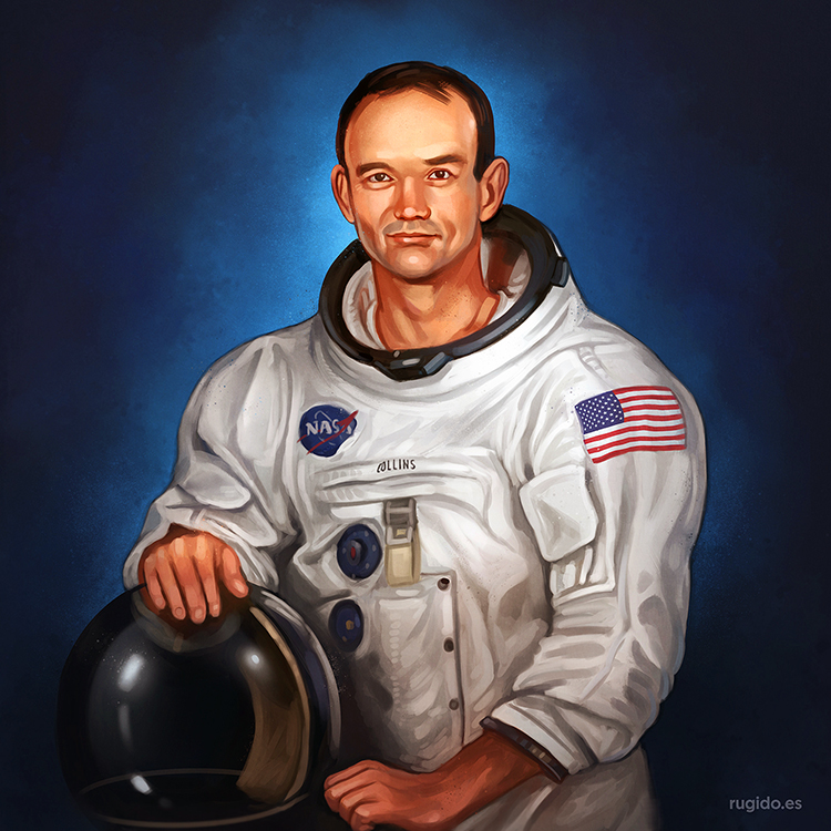 Astronaut Michael Collins portrait illustration
