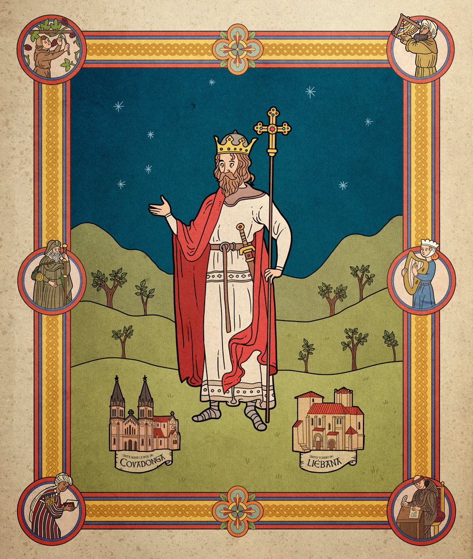 Diseño de cartel para la exposición conmamorativa de los 1300 años de la batalla de Covadonga