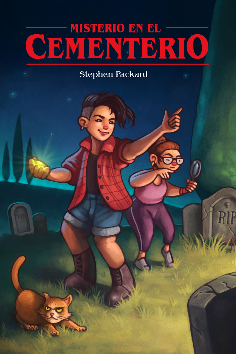Ilustración para portada de novela juvenil «Mystery in the Graveyard»