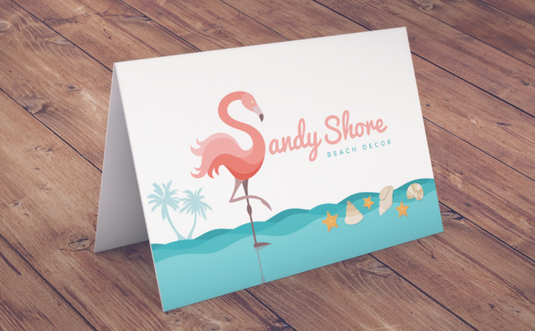 Sandy shore beach decor thank you card